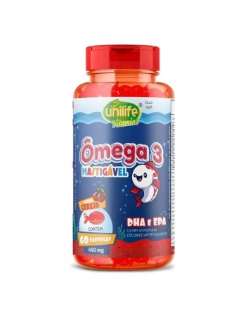 OMEGA 3 KIDS 800 MG - SABOR CEREJA 60 CAPS - UNILIFE 3763