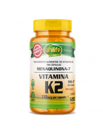 VITAMINA K2 MENAQUINONA 500MG 120 CAPS - UNILIFE 3673