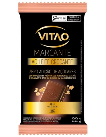 CHOCOLATE MARCANTE AO LEITE CROCANTE ZERO 12X22G - VITAO 108