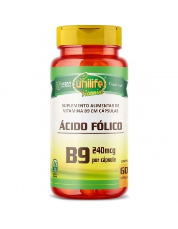 VITAMINA B9 ACIDO FOLICO 500MG - 60 CAPS UNILIFE