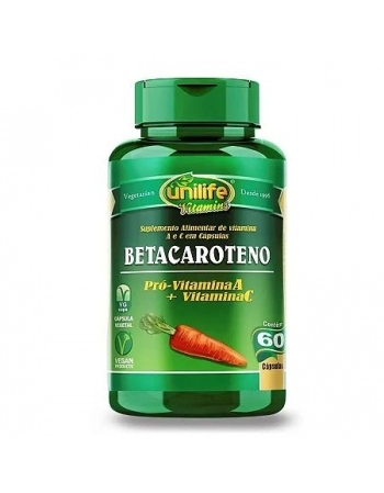 BETA CAROTENO VIT A + VIT C 60 CAPS 500MG UNILIFE