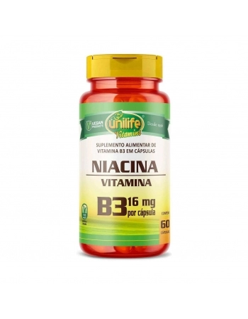 VITAMINA B3 - NIACINA 500MG - 60CAPS - UNILIFE