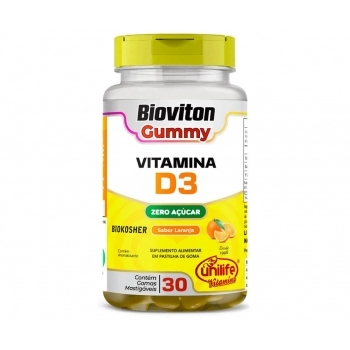 GUMMY VITAMINA D3 BIOVITON - SABOR LARANJA - 30 GOMAS - UNILIFE