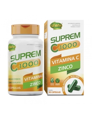 VIT C + ZINCO SUPREM C 1000MG 30 CAPS - UNILIFE