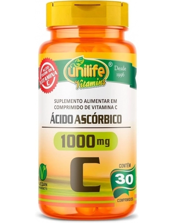 VITAMINA C PURE ACIDO ASCORBICO 1000MG - 30 CAPS UNILIFE