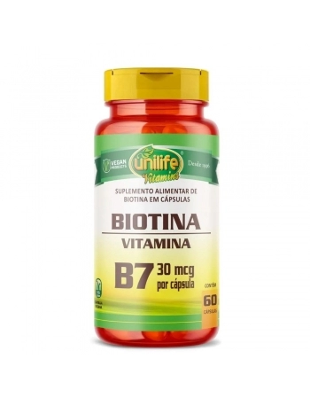 VITAMINA B7 BIOTINA 500MG - 60 CAPS UNILIFE