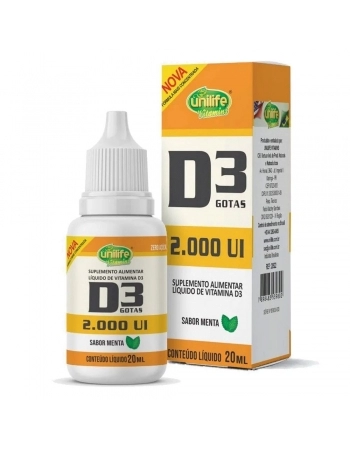 VITAMINA D3 GOTAS 2000UI SABOR MENTA 20 ML - UNILIFE