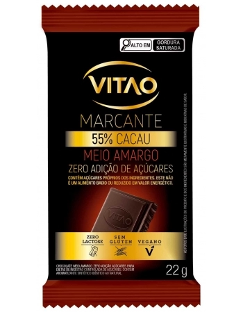 CHOCOLATE MEIO AMARGO ZERO 12 X 22G - VITAO 113