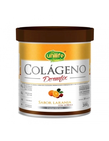 COLAGENO DERMFIX HIDR.EM PÓ LARANJA C/ACEROLA 200G -UNILIFE