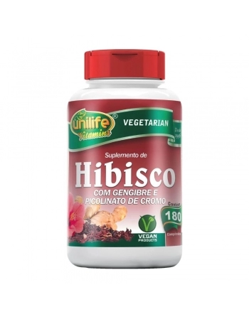 HIBISCO COM GENGIBRE 500MG 180 CAPS - UNILIFE 1604